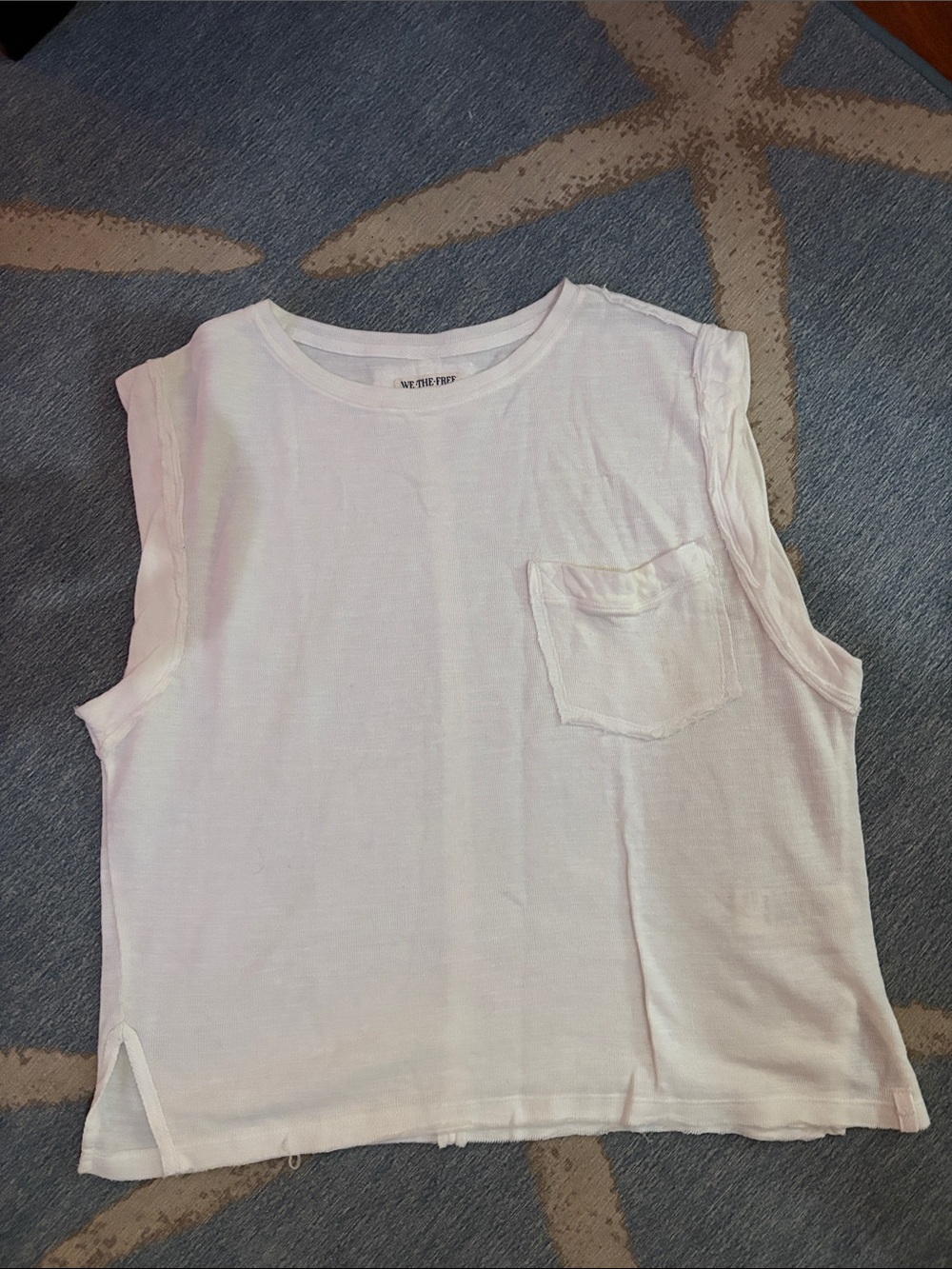 We The Free off-White OVERSIZED Sleeveless Pocket Tank Top XS
